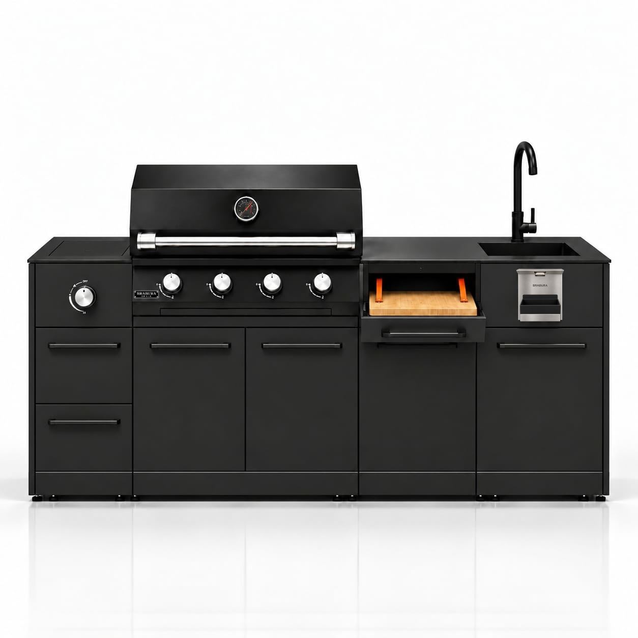 מטבח חוץ נייד 2.15 מטר עם גריל – BRABURA COMPACT 400 BAZALT